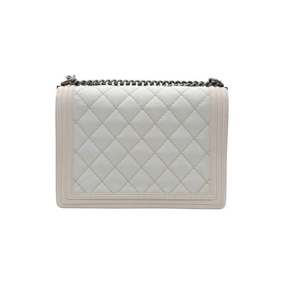 CHANEL Boy Calfskin Large Shoulder Bag In Off-White - Picture 2 of 7